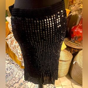Vintage 90’s Betsey Johnson Elegant Black Sequin Skirt